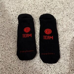 Pure Barre Black and Red Team Sticky Socks